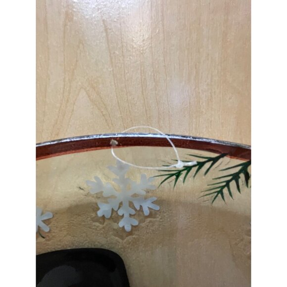 Beautiful Embossed and Painted Glass Snowman Plater - Picture 3 of 6